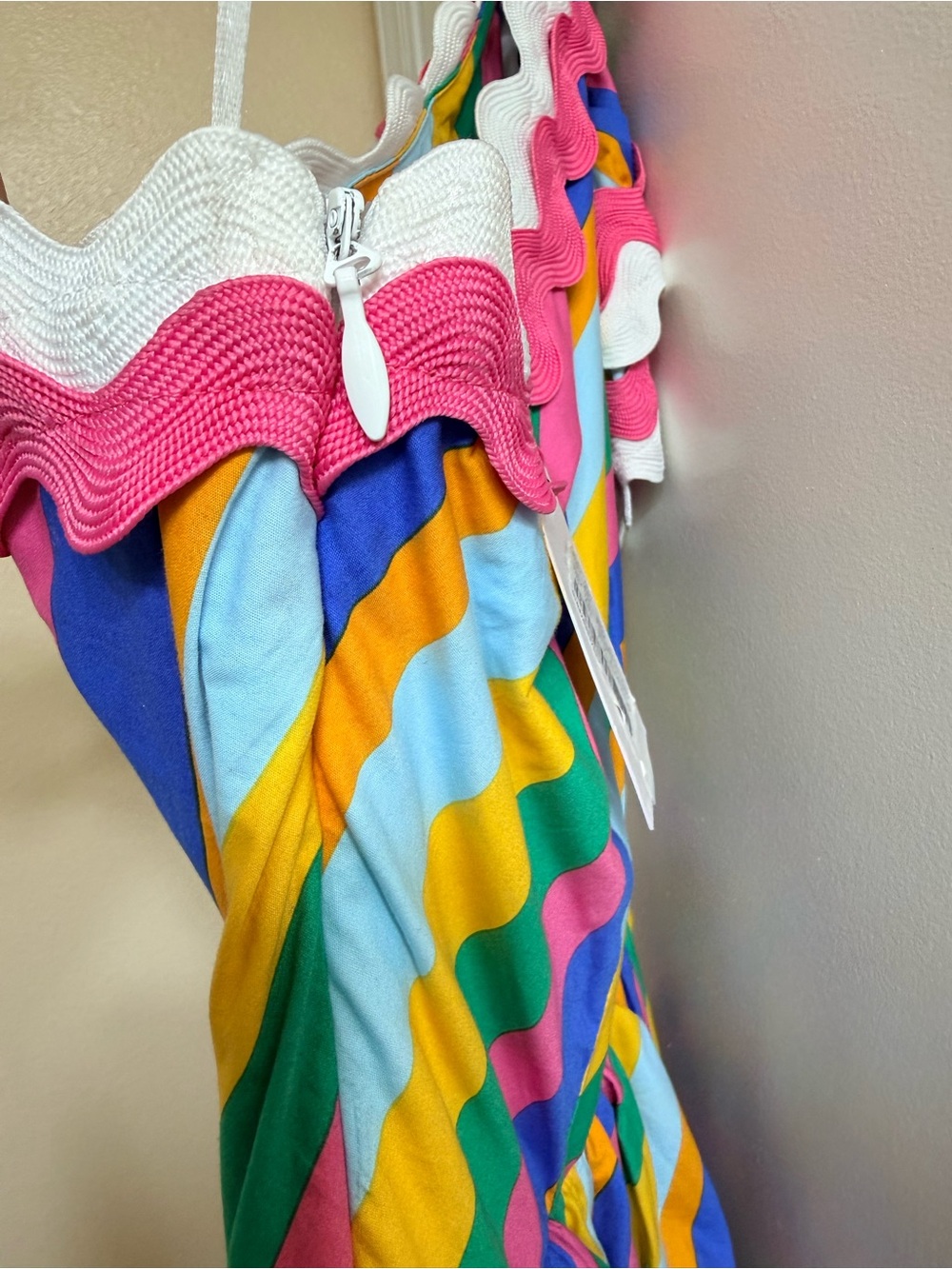 Sugarlips Multicolor Stripe One Shoulder Ruffle Tiered Mini Dress - Size XS NWT - Picture 11 of 15